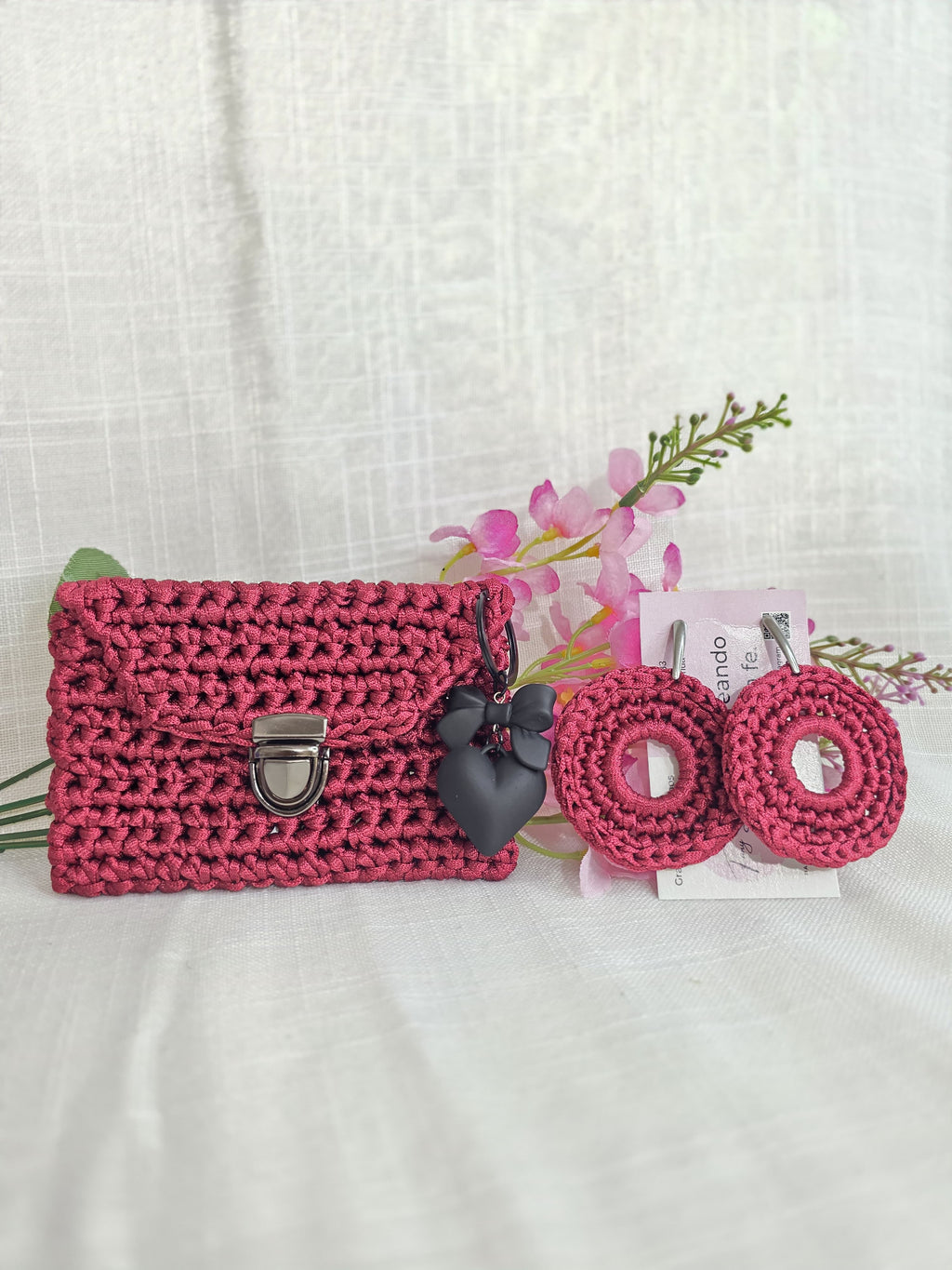 Juego de monedero y aretes