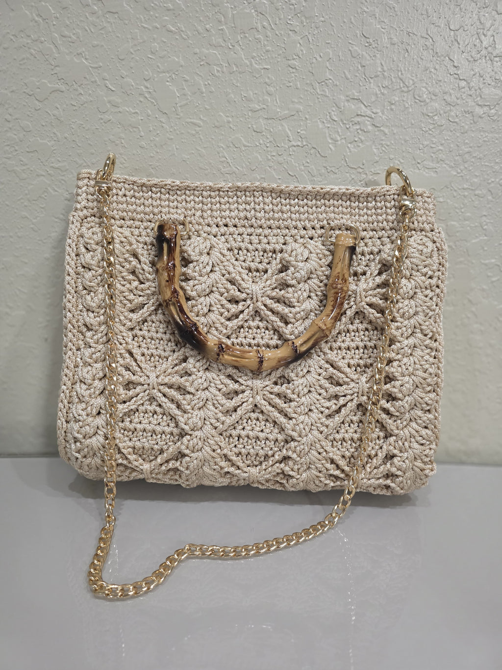 Bolsa a crochet punto diamante