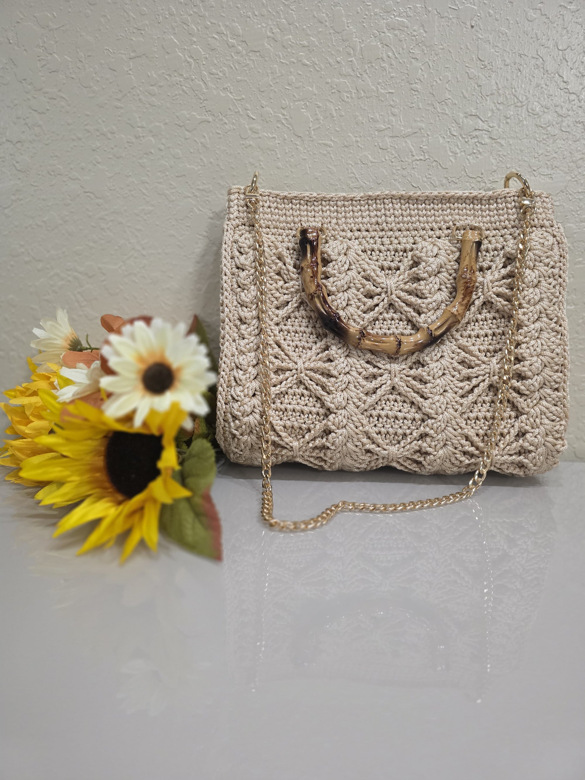 Bolsa a crochet punto diamante