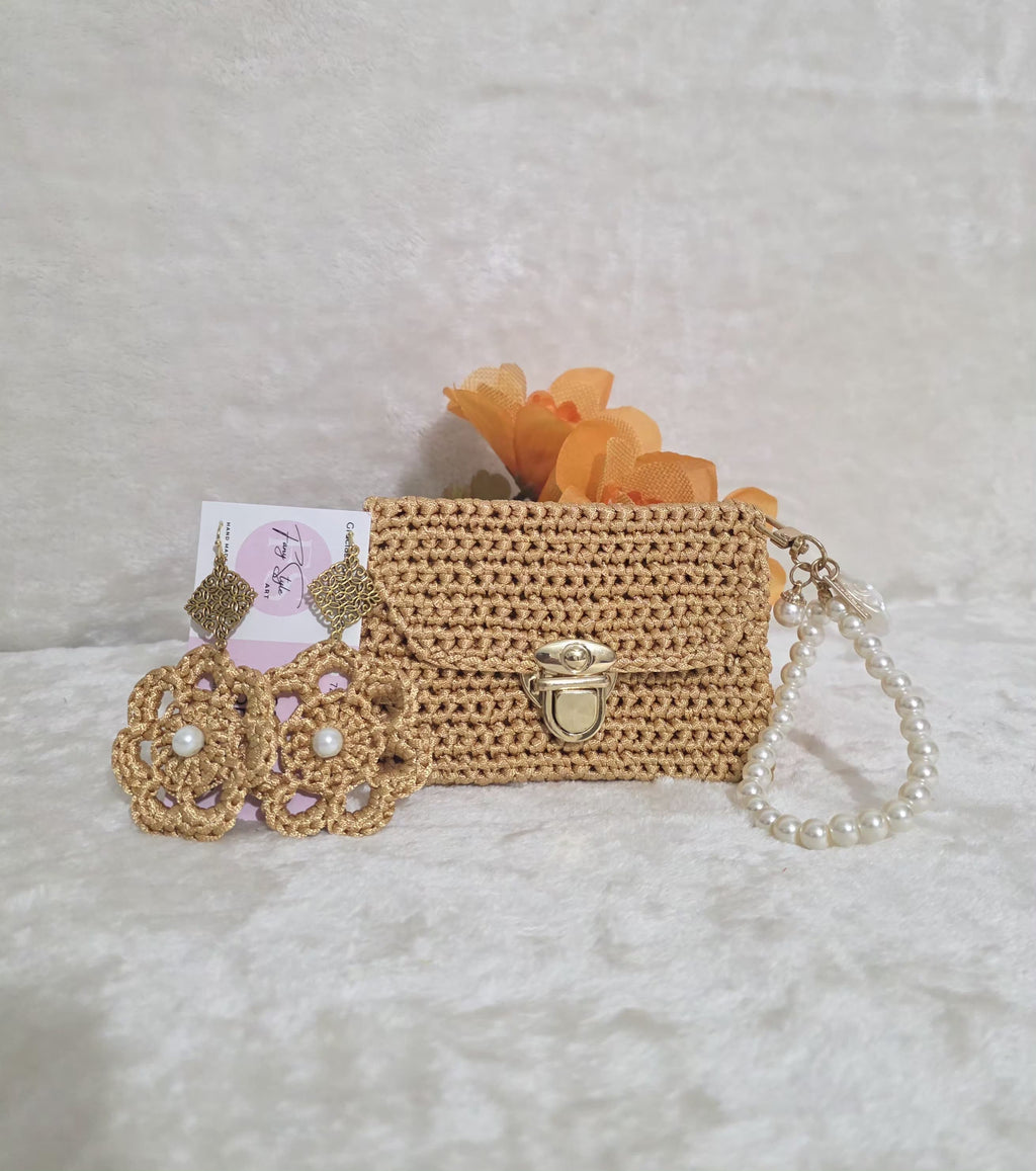 Juego de monedero y aretes