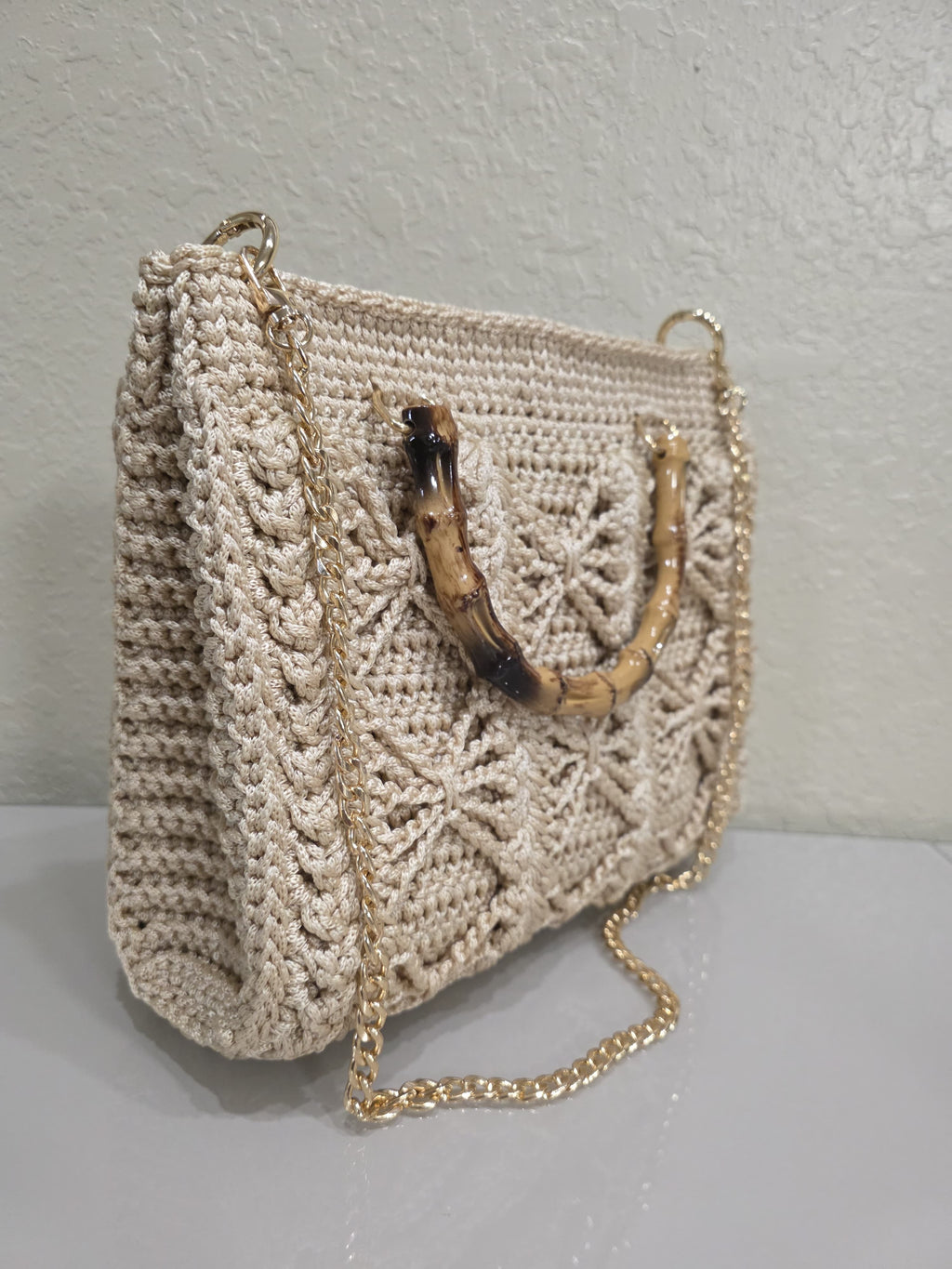 Bolsa a crochet punto diamante