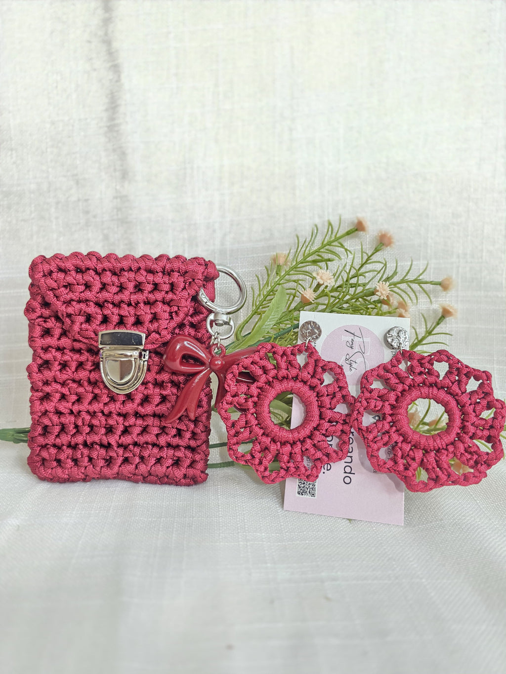 Juego de monedero y aretes